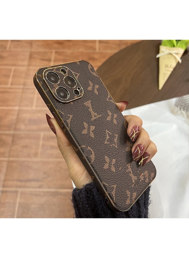 Luxury PU Leather iPhone 14 Plus Case – Designer Pattern Shockproof Protective Back Cover with Camera Protection - Image 1